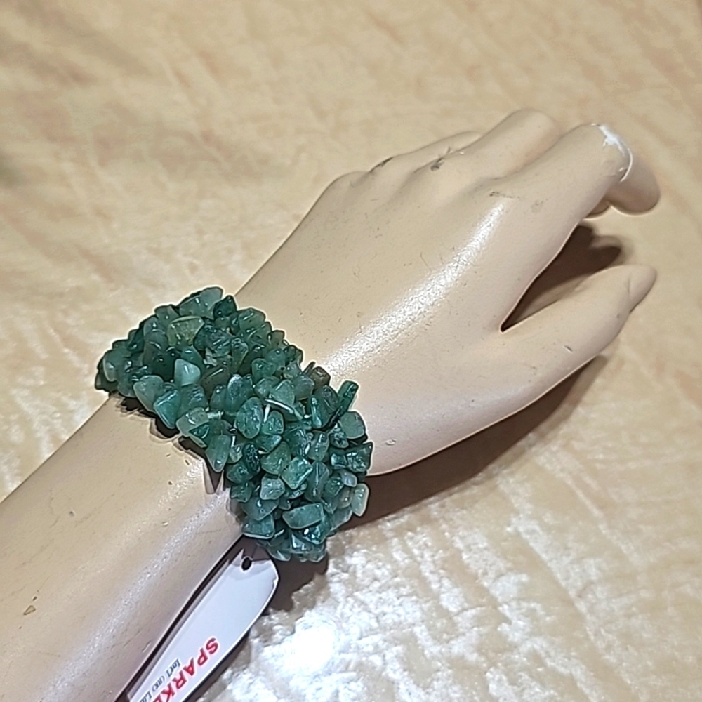 Women's Bracelet, Jade Semi Stone, Stretchy